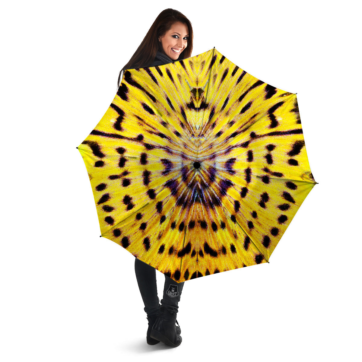 Butterfly Wing Skin Yellow Print Umbrella-grizzshop
