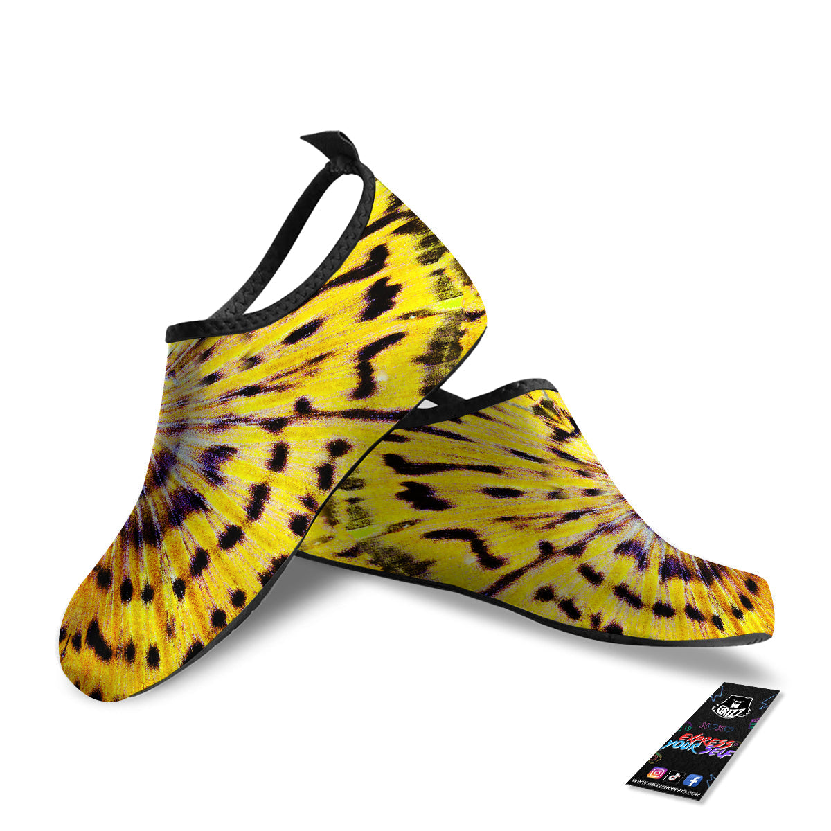 Butterfly Wing Skin Yellow Print Water Shoes-grizzshop