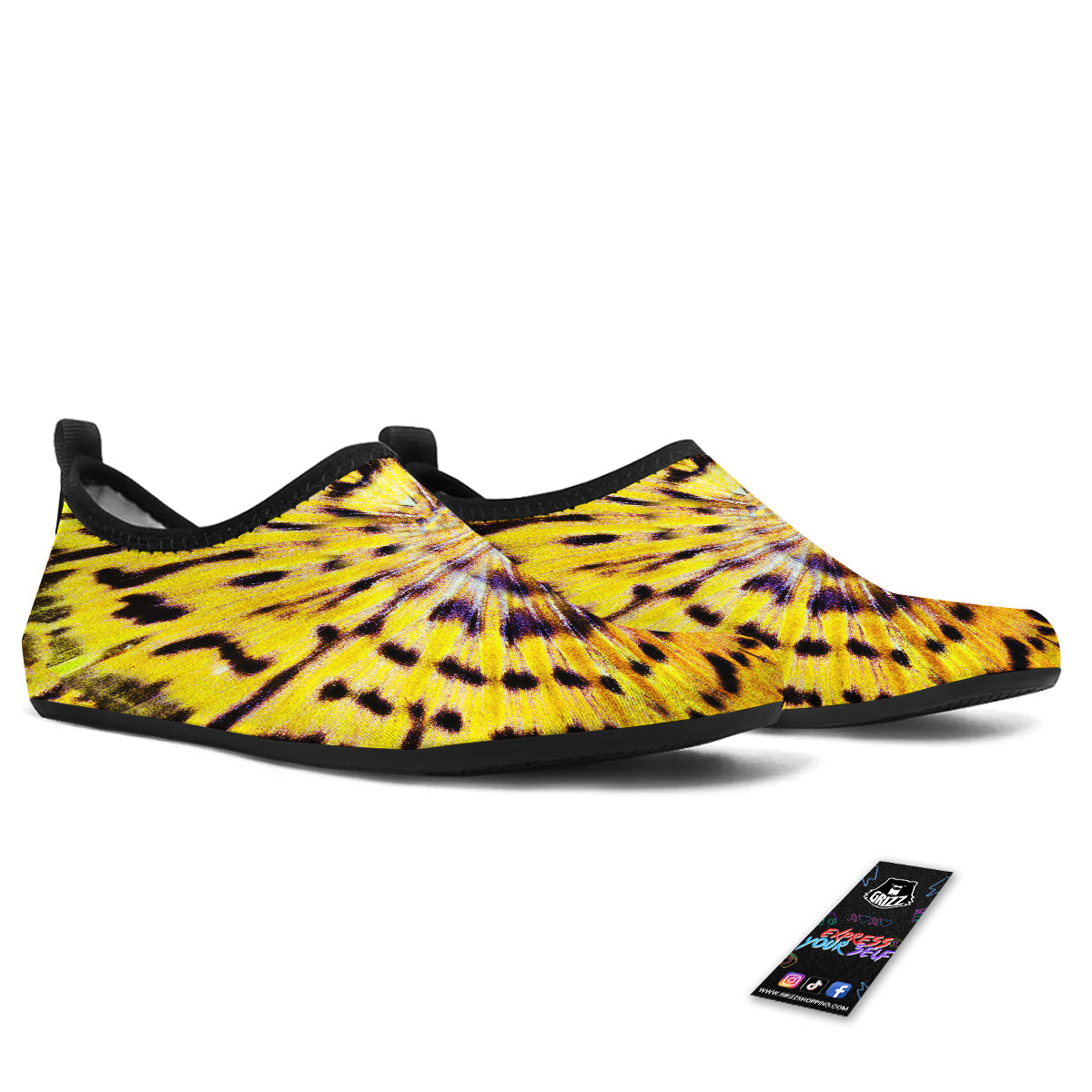 Butterfly Wing Skin Yellow Print Water Shoes-grizzshop