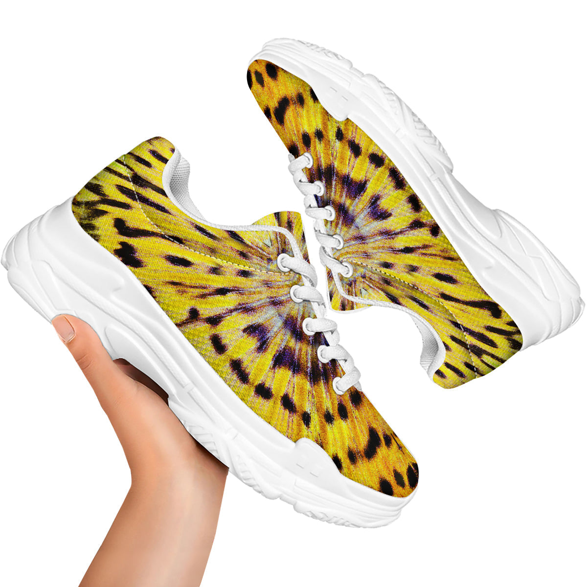 Butterfly Wing Skin Yellow Print White Chunky Shoes-grizzshop