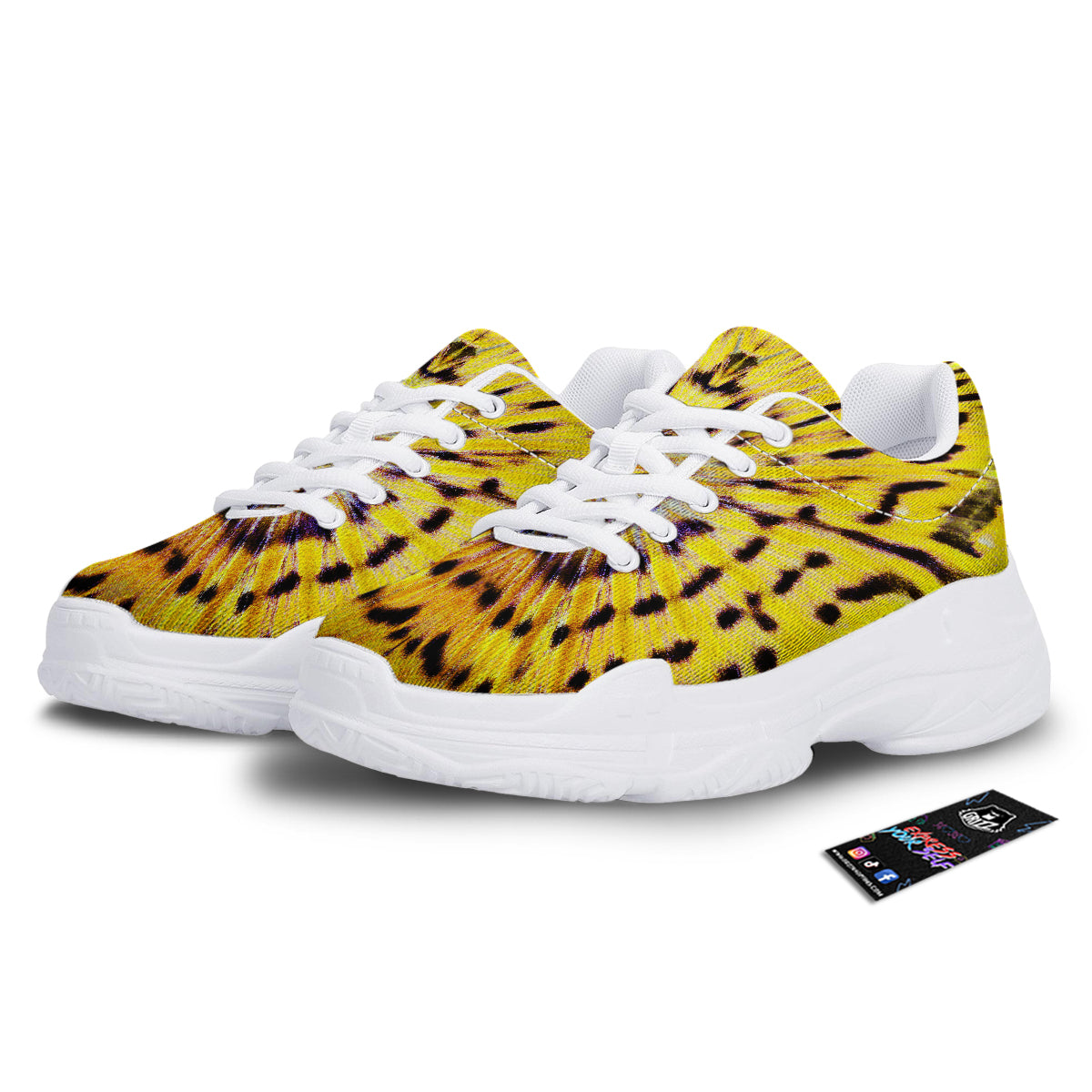 Butterfly Wing Skin Yellow Print White Chunky Shoes-grizzshop