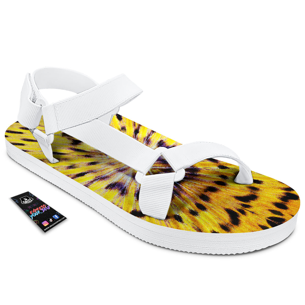 Butterfly Wing Skin Yellow Print White Open Toe Sandals-grizzshop