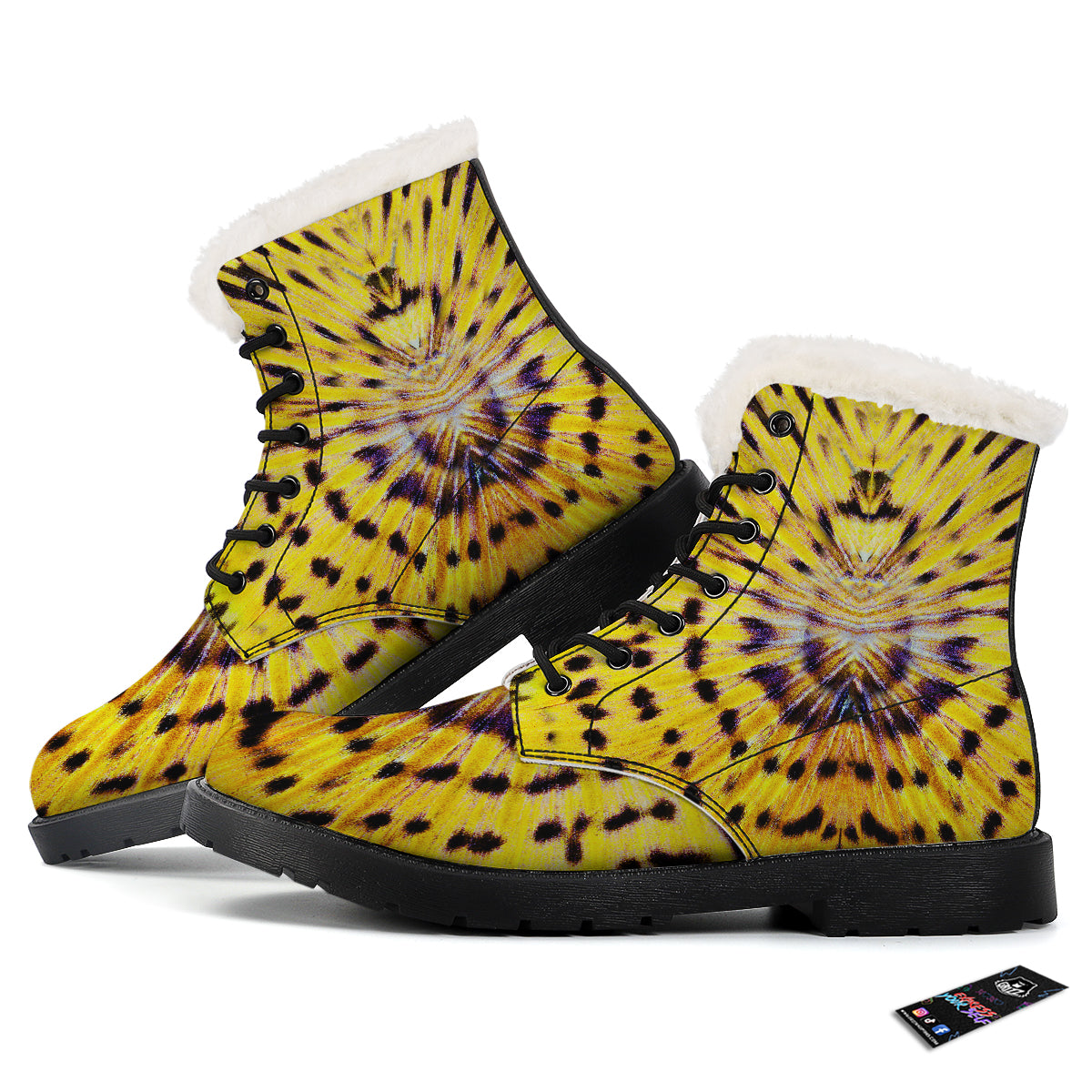 Butterfly Wing Skin Yellow Print Winter Boots-grizzshop