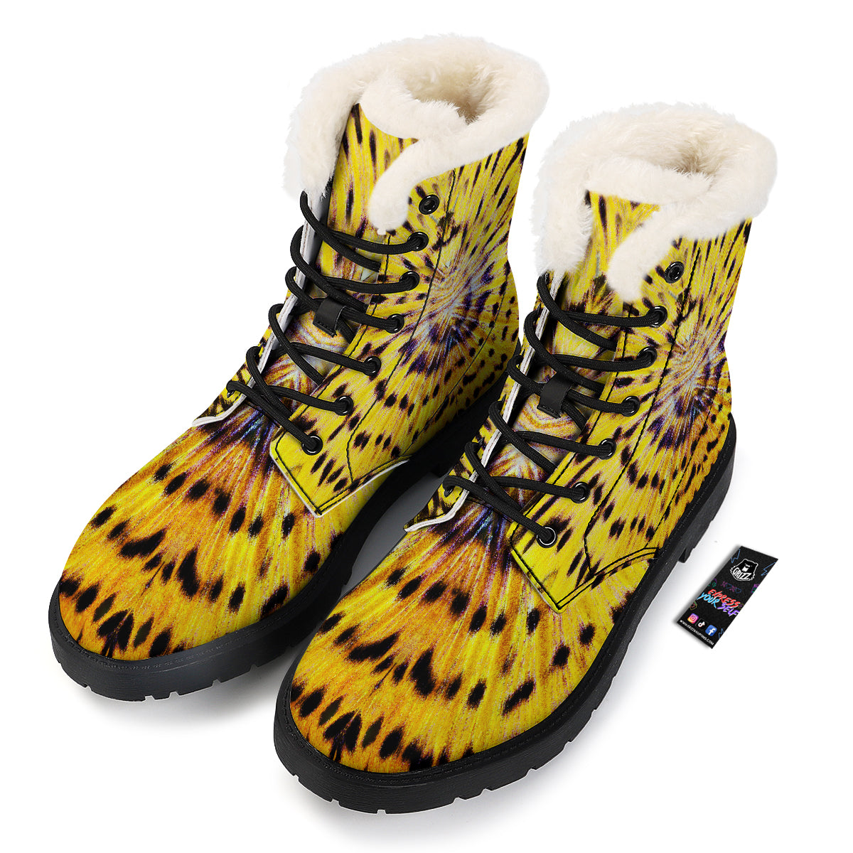 Butterfly Wing Skin Yellow Print Winter Boots-grizzshop