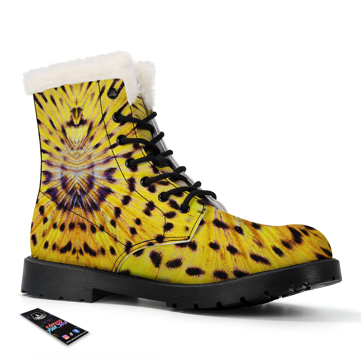 Butterfly Wing Skin Yellow Print Winter Boots-grizzshop