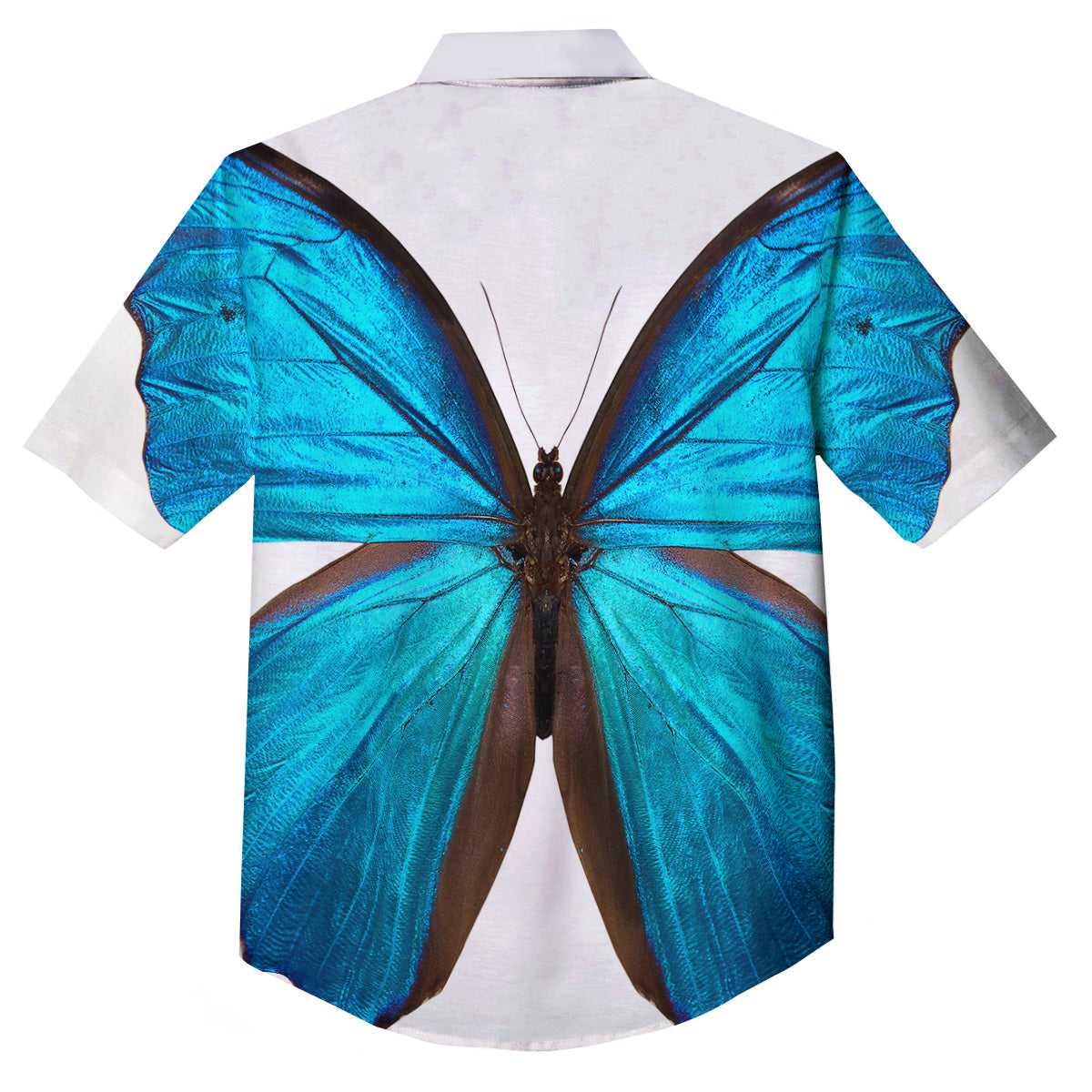 Butterfly Wings Blue Monarch Print Button Up Shirt-grizzshop