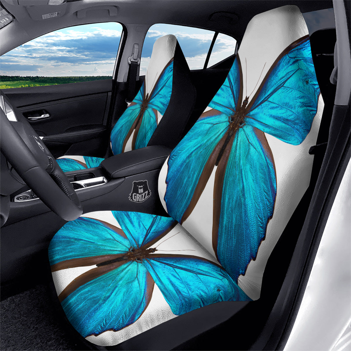 Butterfly Wings Blue Monarch Print Car Seat Covers-grizzshop