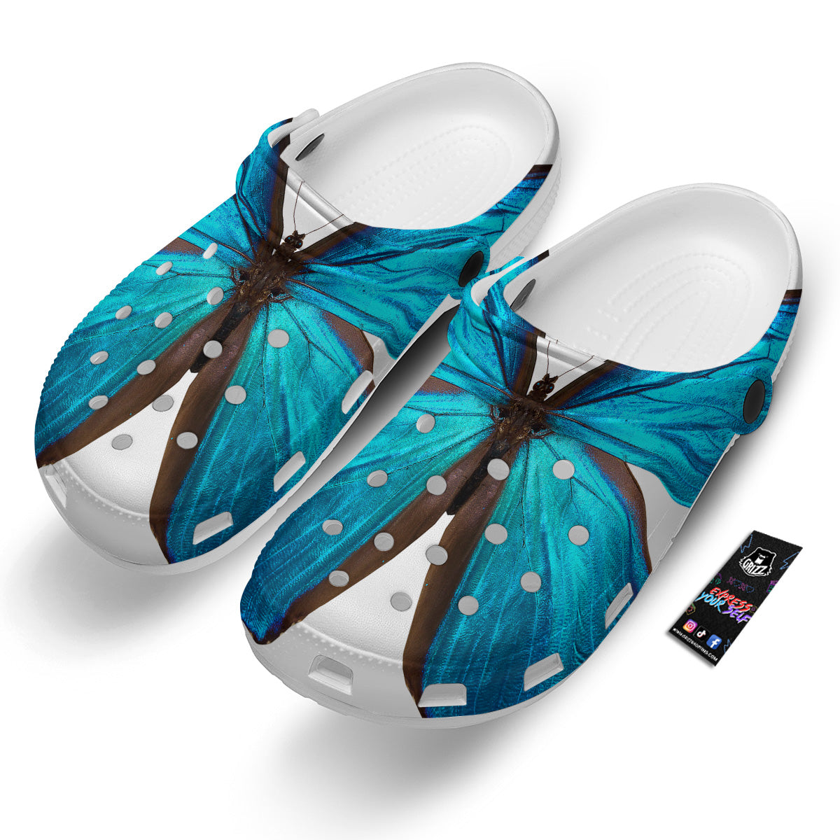 Butterfly Wings Blue Monarch Print Clog-grizzshop