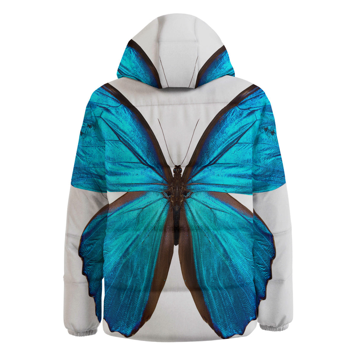 Butterfly Wings Blue Monarch Print Down Jacket-grizzshop