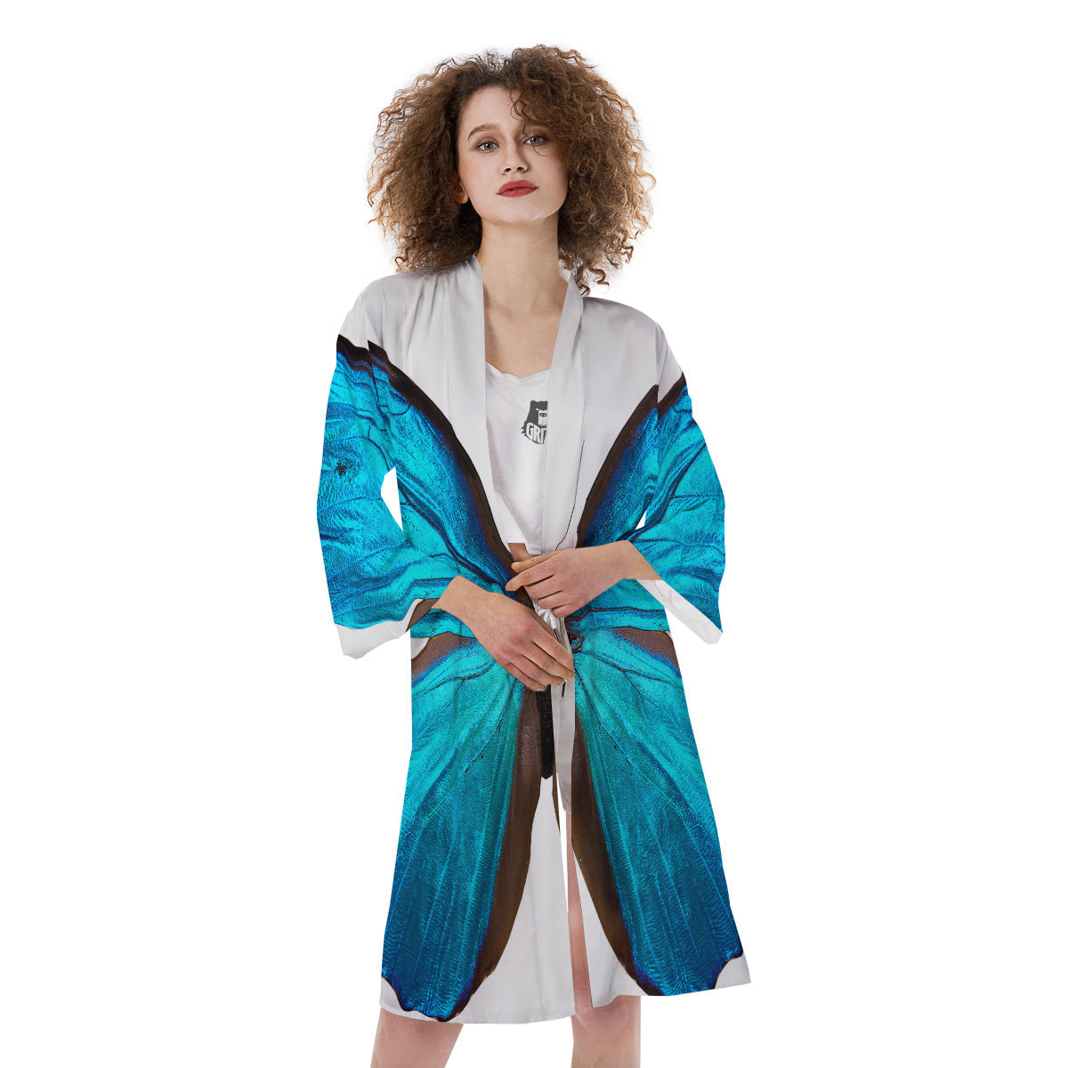 Butterfly Wings Blue Monarch Print Kimono-grizzshop