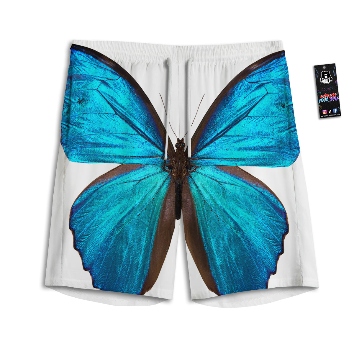 Butterfly Wings Blue Monarch Print Men's Athletic Shorts