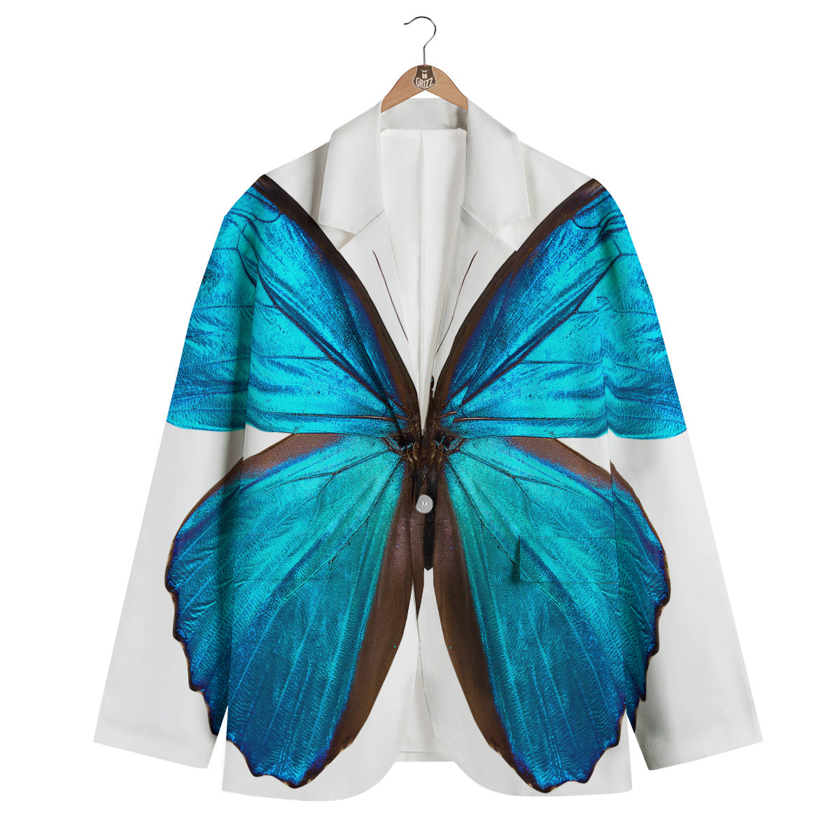 Butterfly Wings Blue Monarch Print Men's Blazer-grizzshop