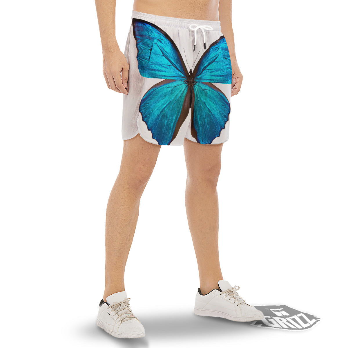 Butterfly Wings Blue Monarch Print Men's Gym Shorts-grizzshop