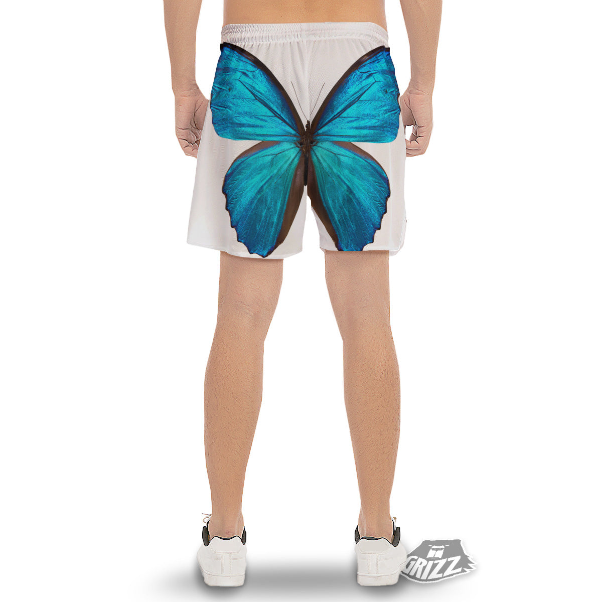 Butterfly Wings Blue Monarch Print Men's Gym Shorts-grizzshop