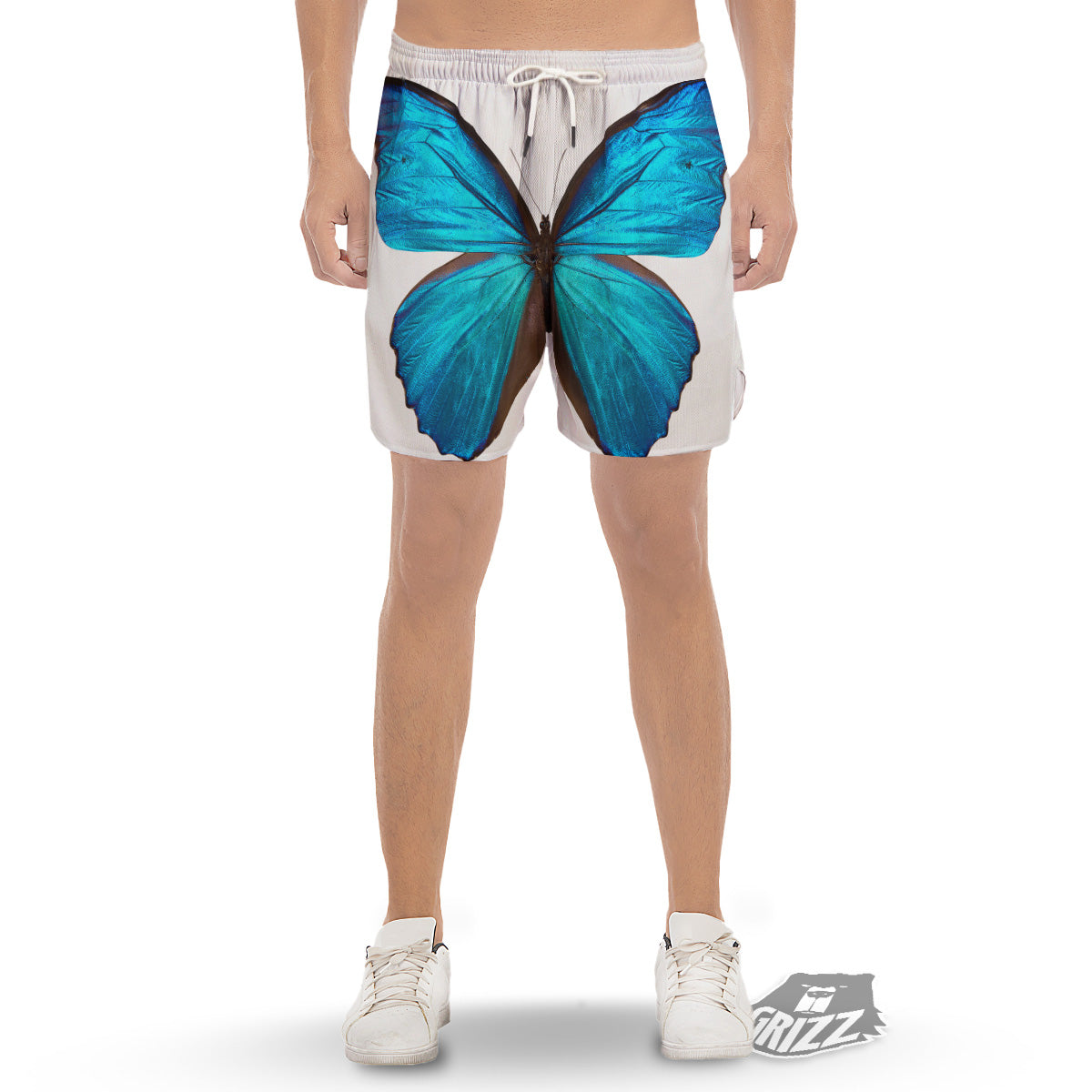 Butterfly Wings Blue Monarch Print Men's Gym Shorts-grizzshop