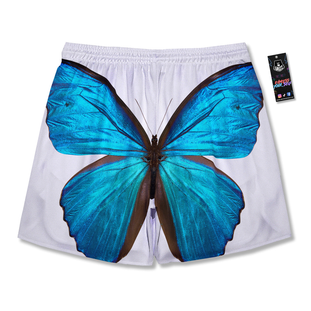 Butterfly Wings Blue Monarch Print Men's Running Shorts-grizzshop