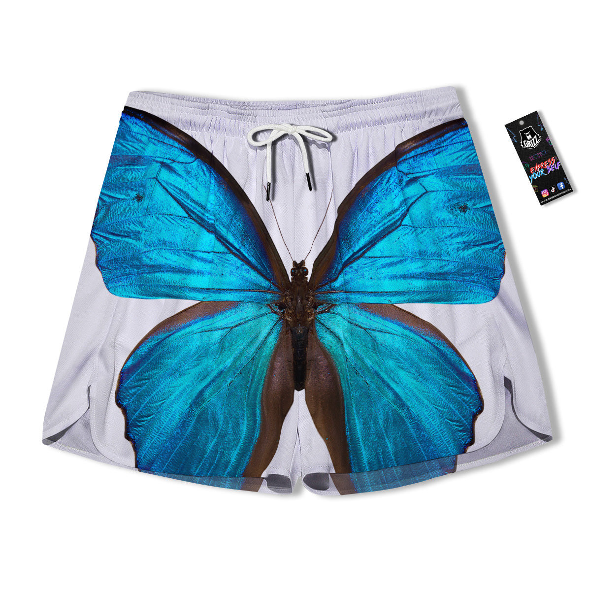 Butterfly Wings Blue Monarch Print Men's Running Shorts-grizzshop