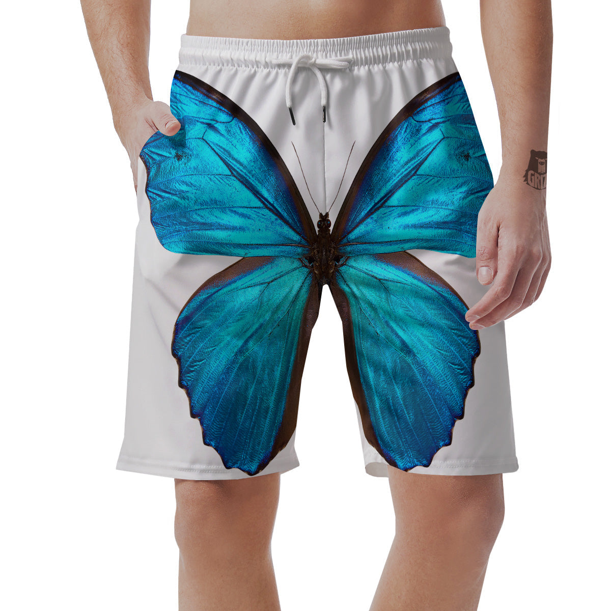 Butterfly Wings Blue Monarch Print Men's Shorts-grizzshop