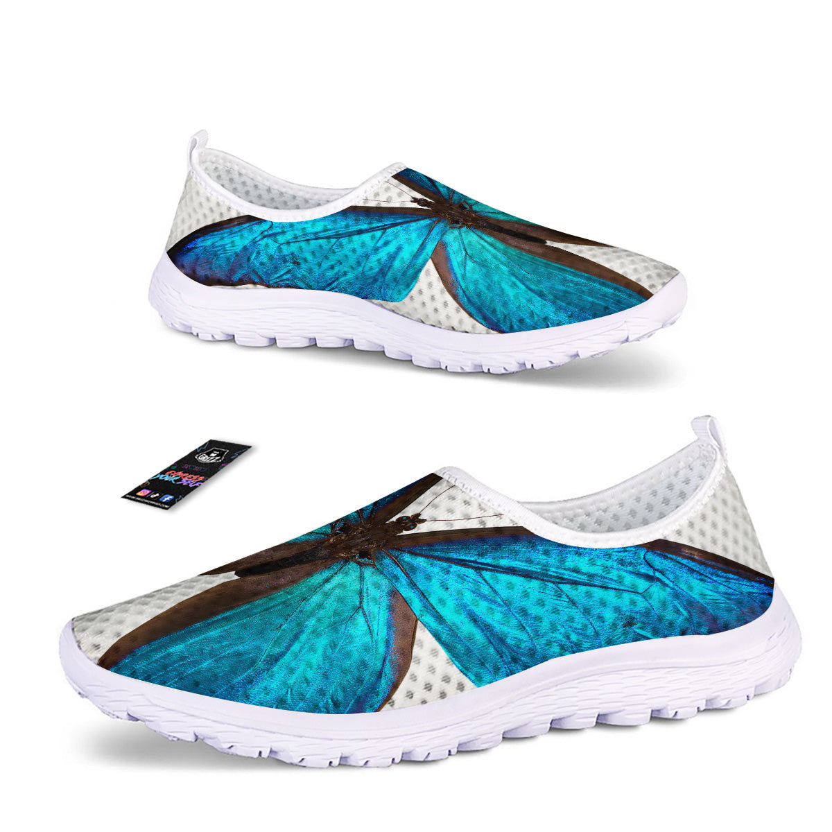 Butterfly Wings Blue Monarch Print Nurse Shoes-grizzshop