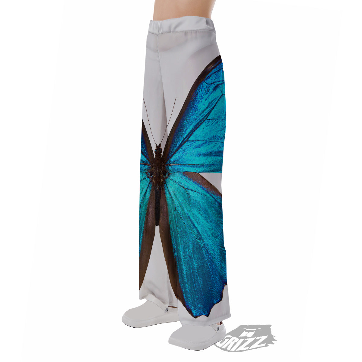 Butterfly Wings Blue Monarch Print Pajama Pants-grizzshop
