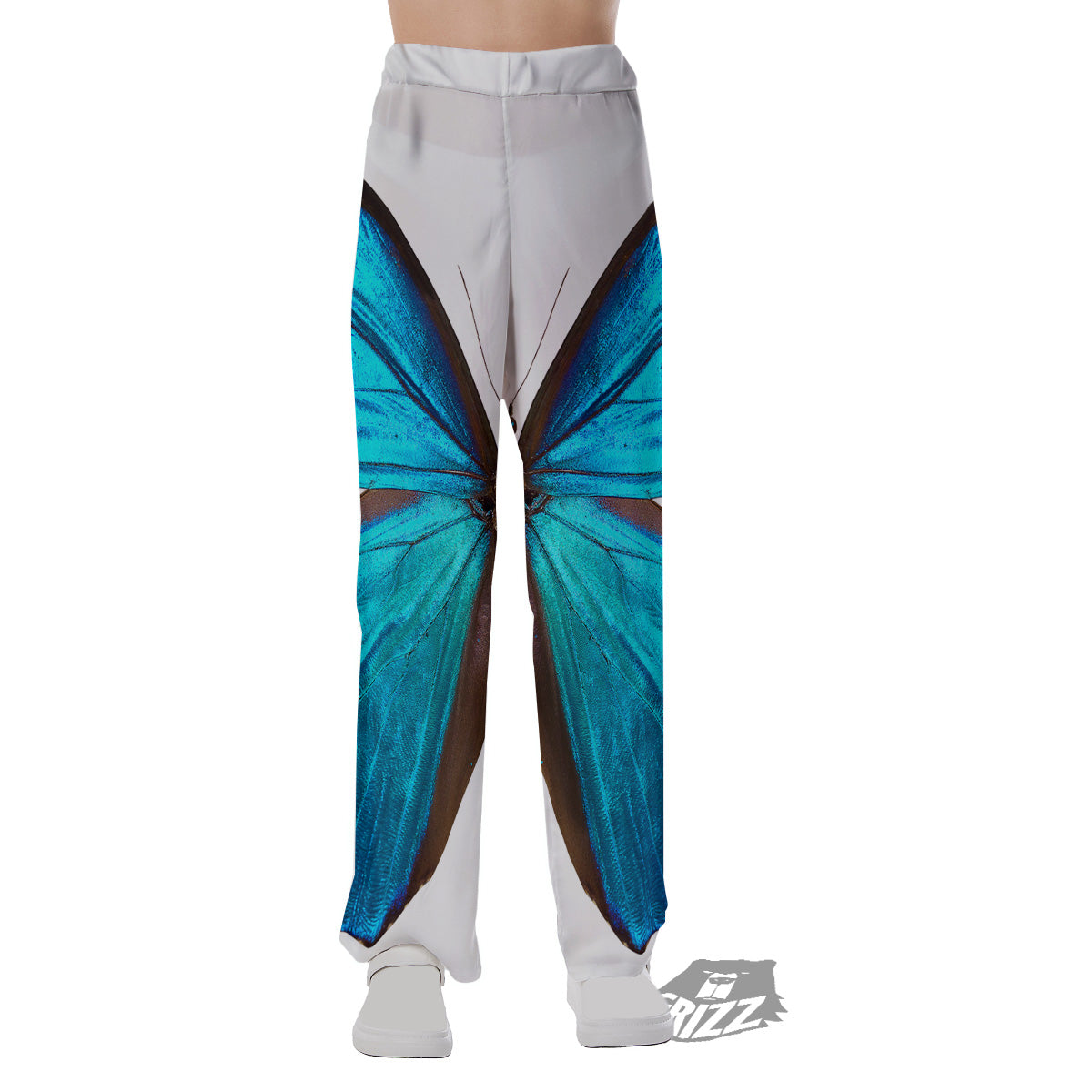Butterfly Wings Blue Monarch Print Pajama Pants-grizzshop