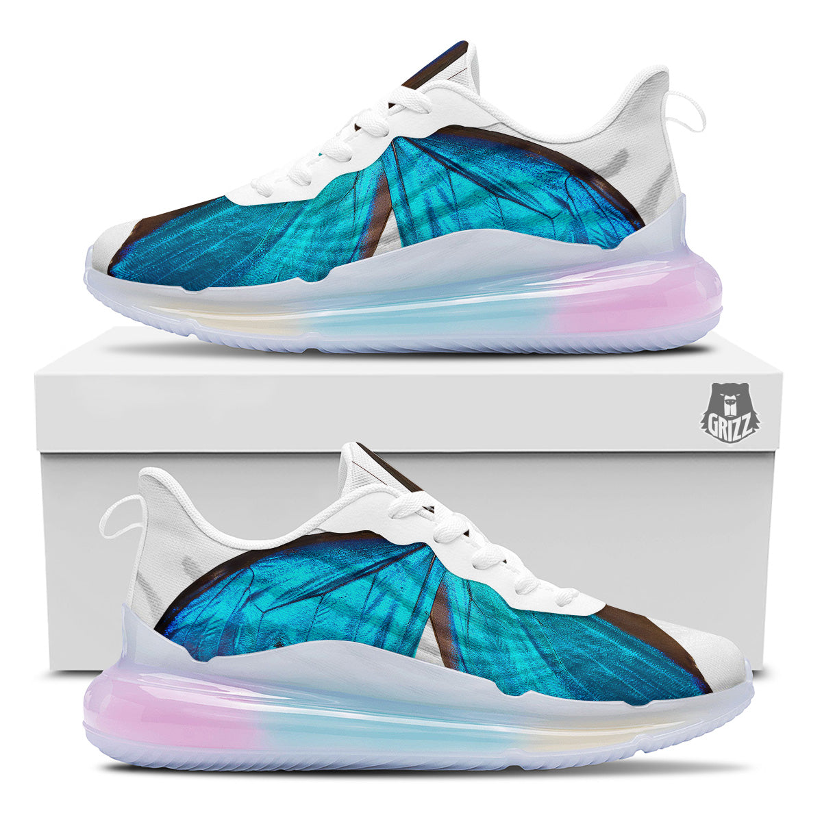 Butterfly Wings Blue Monarch Print Running Sneakers-grizzshop