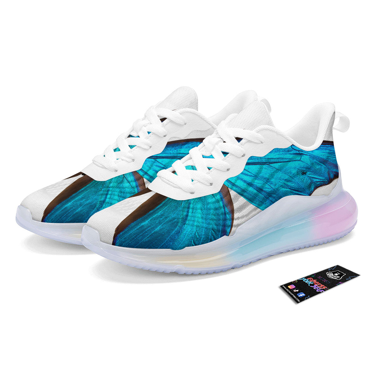 Butterfly Wings Blue Monarch Print Running Sneakers-grizzshop