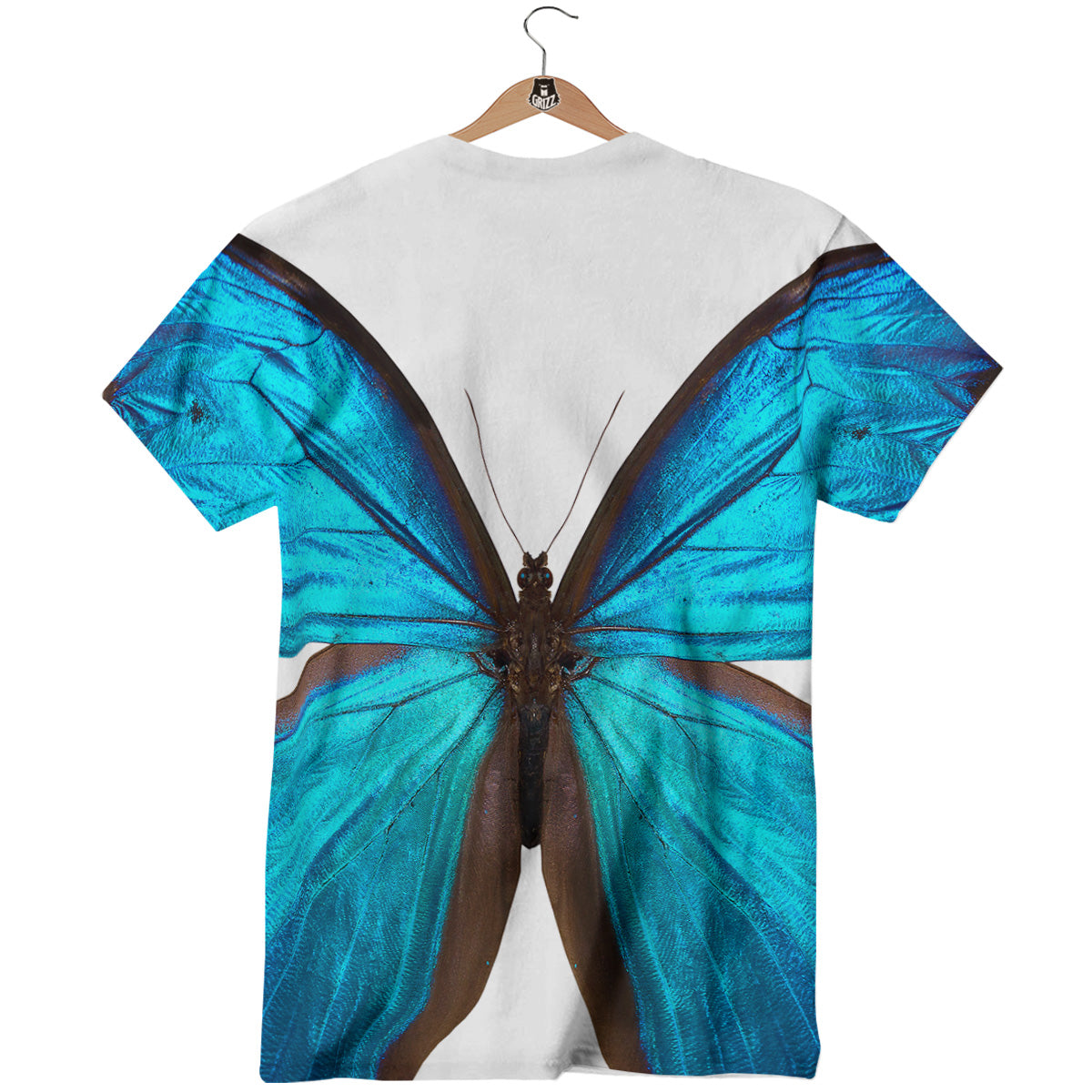 Butterfly Wings Blue Monarch Print T-Shirt-grizzshop