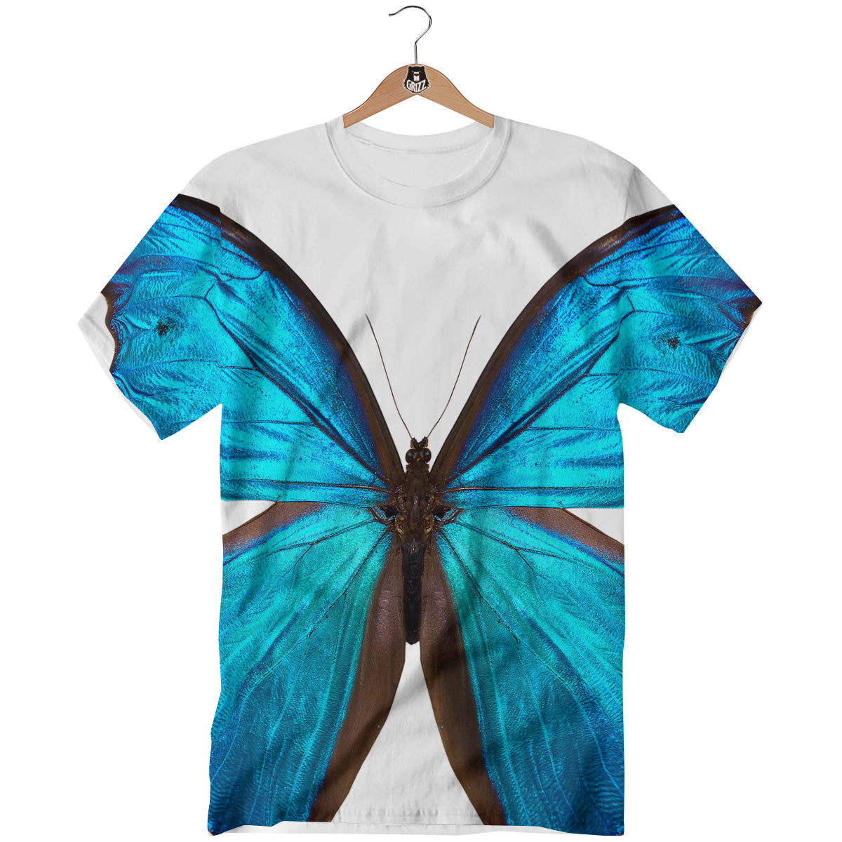 Butterfly Wings Blue Monarch Print T-Shirt-grizzshop