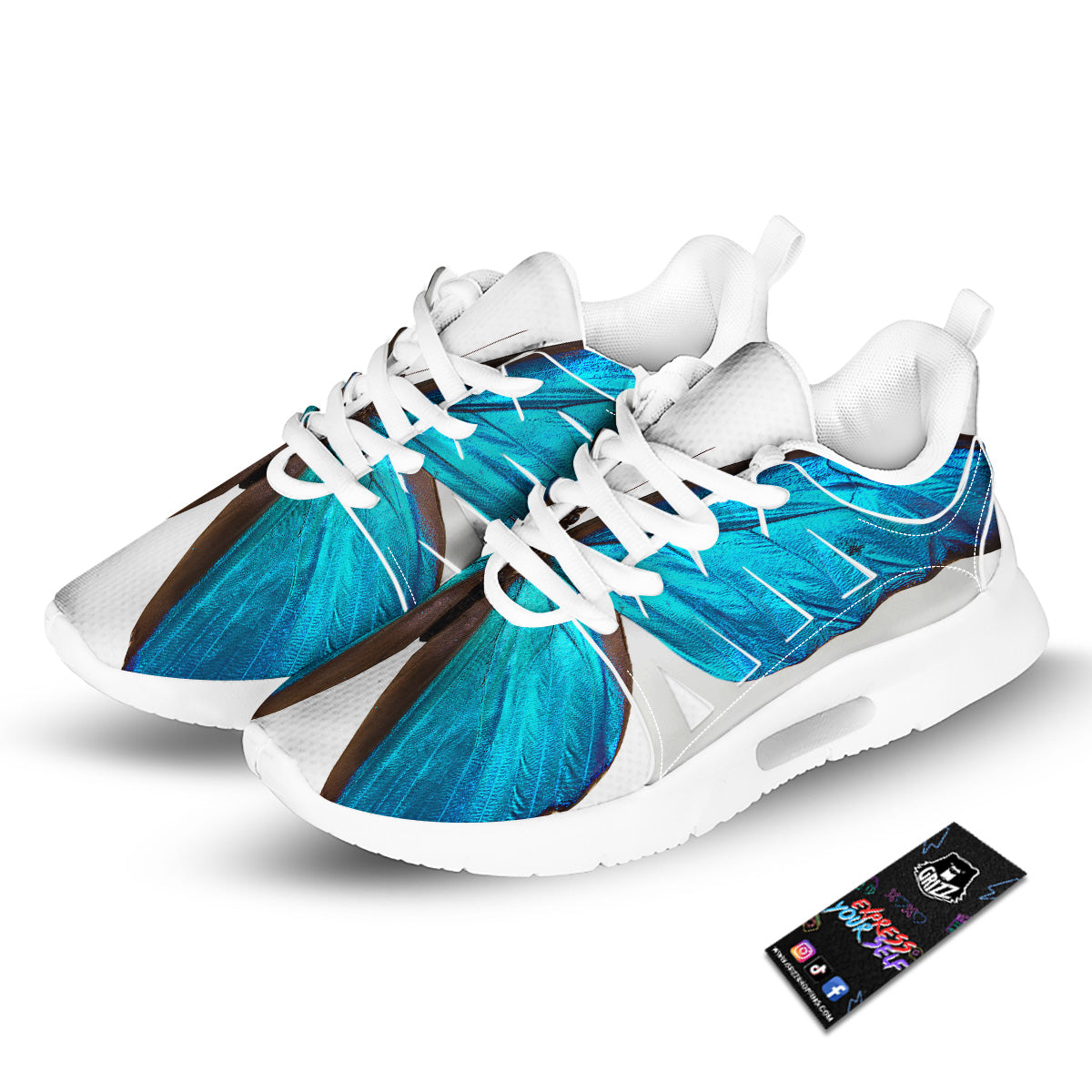 Butterfly Wings Blue Monarch Print Tennis Shoes-grizzshop