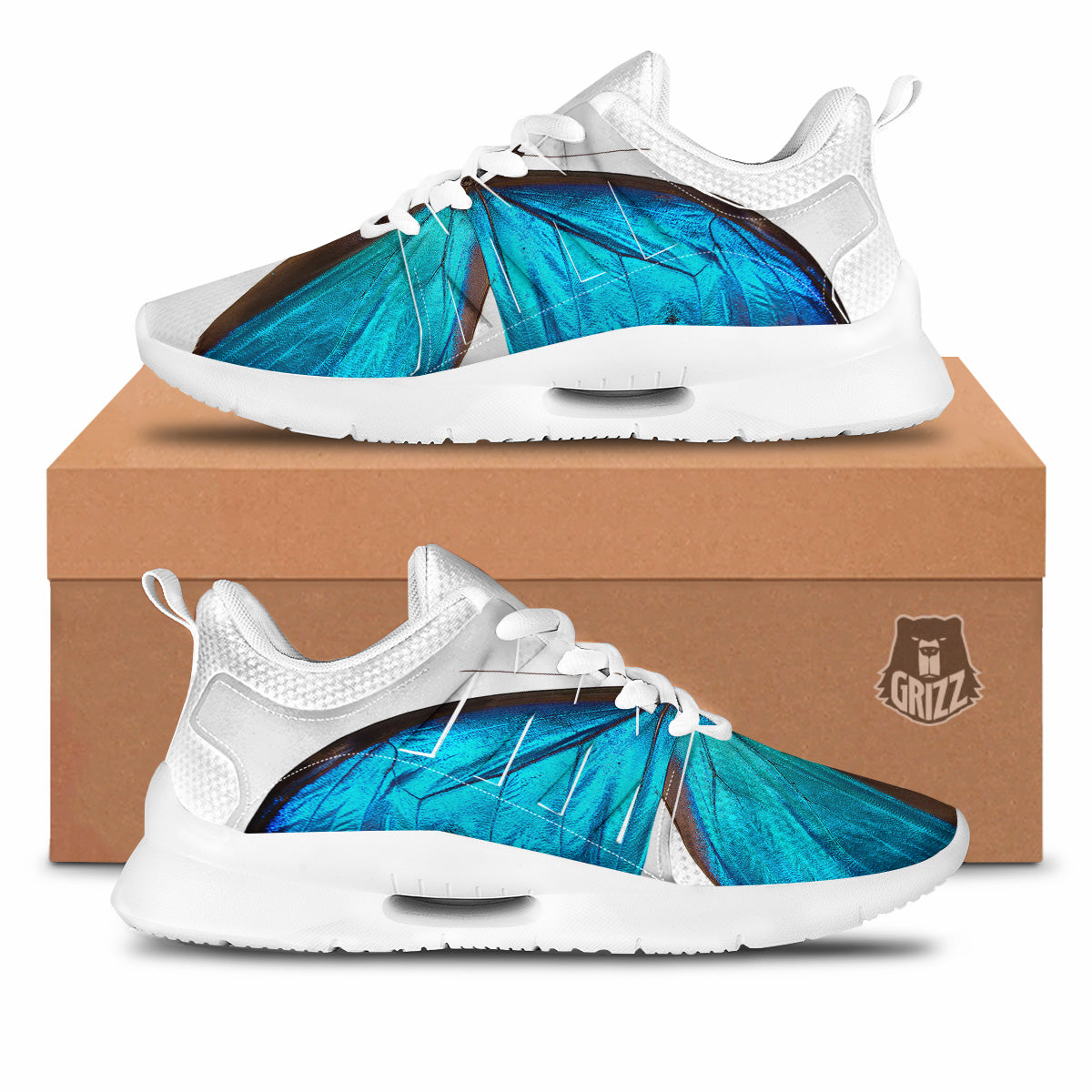 Butterfly Wings Blue Monarch Print Tennis Shoes-grizzshop