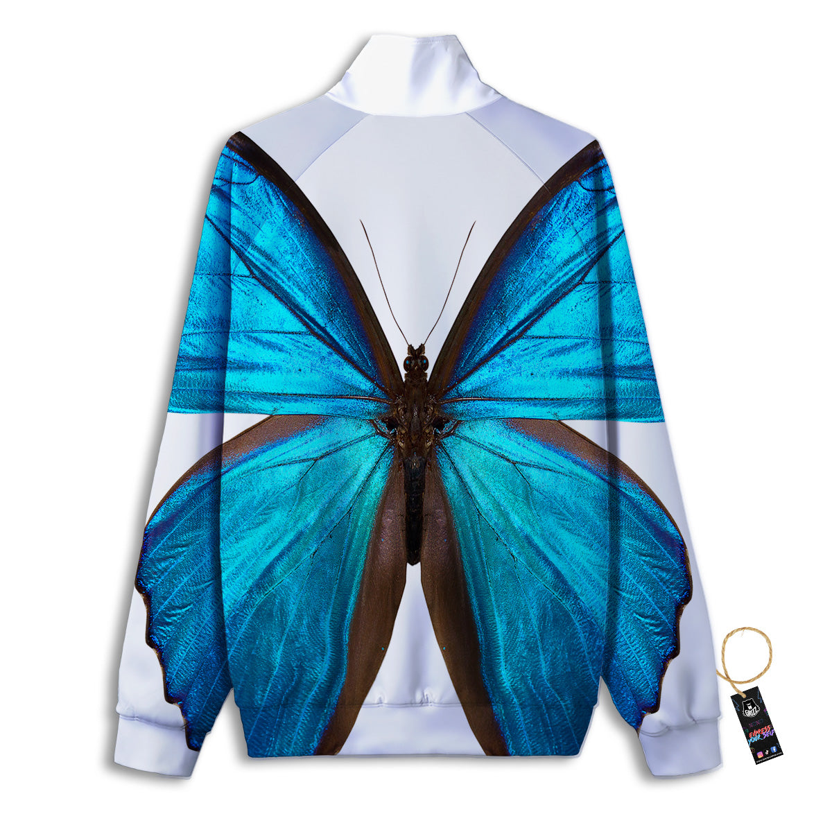 Butterfly Wings Blue Monarch Print Track Jacket-grizzshop