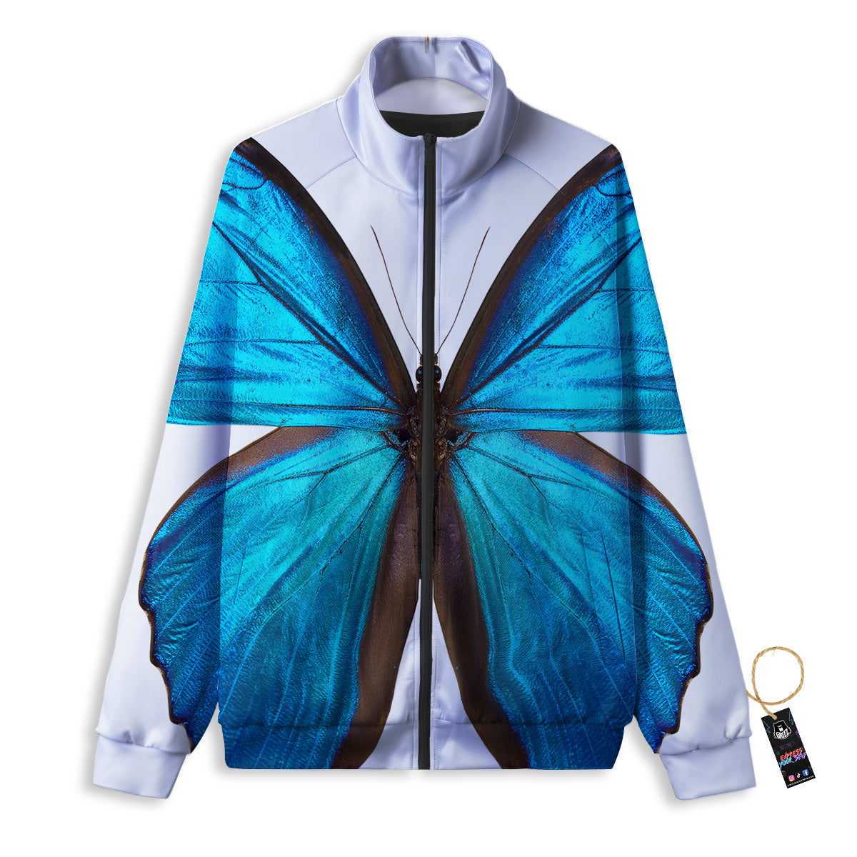 Butterfly Wings Blue Monarch Print Track Jacket-grizzshop