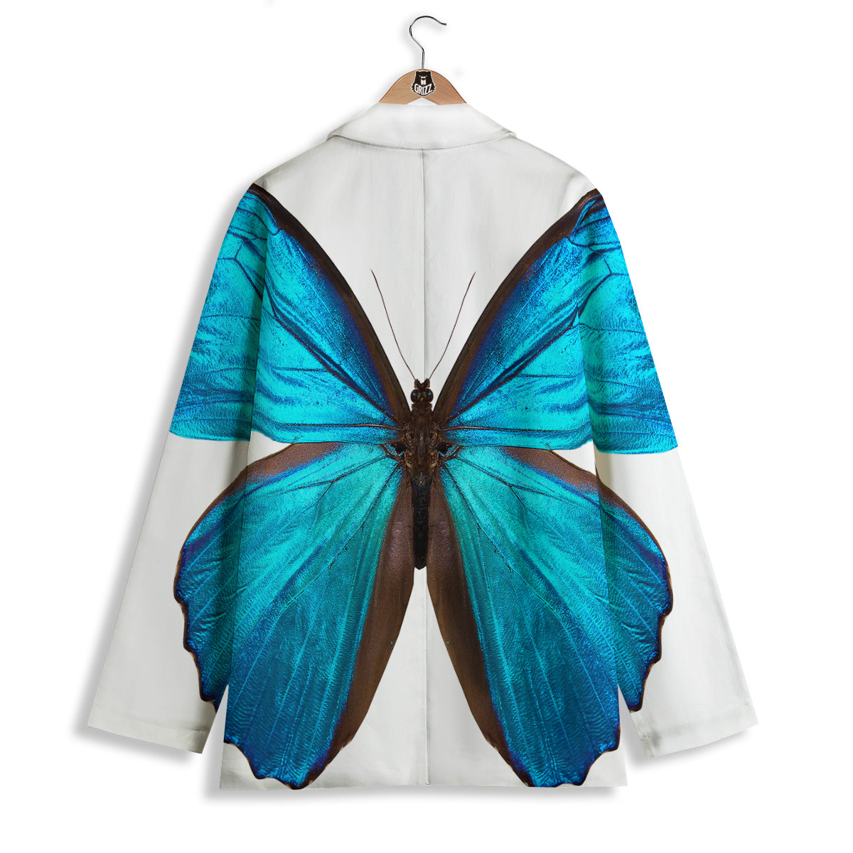 Butterfly Wings Blue Monarch Print Women's Blazer-grizzshop