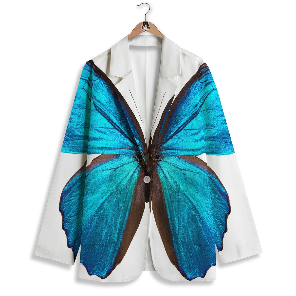 Butterfly Wings Blue Monarch Print Women's Blazer-grizzshop