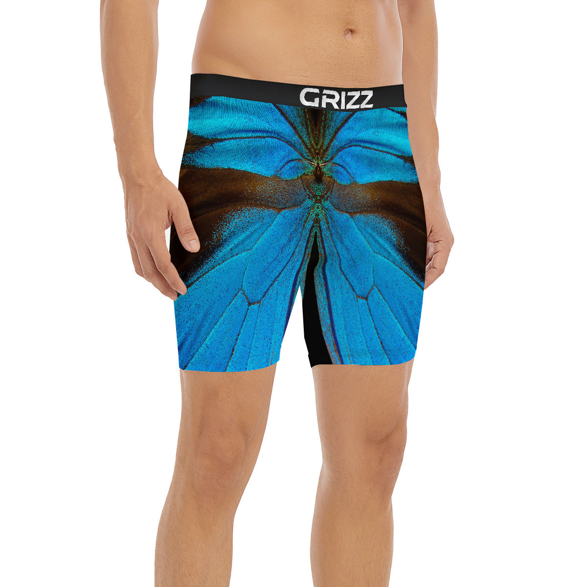 Butterfly Wings Blue Print Boxer Briefs-grizzshop