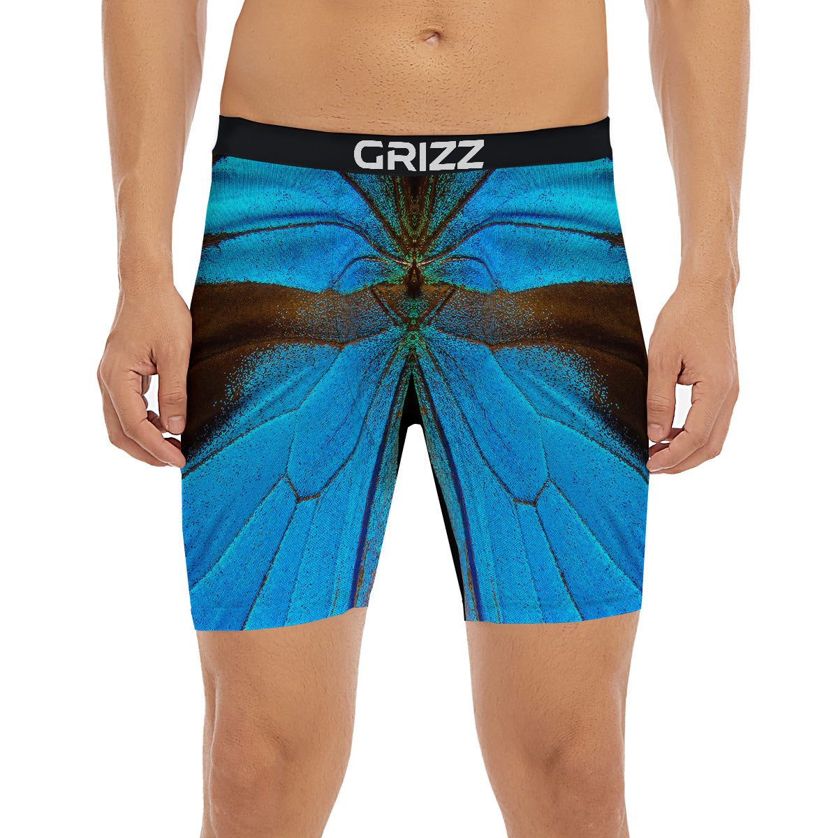 Butterfly Wings Blue Print Boxer Briefs-grizzshop