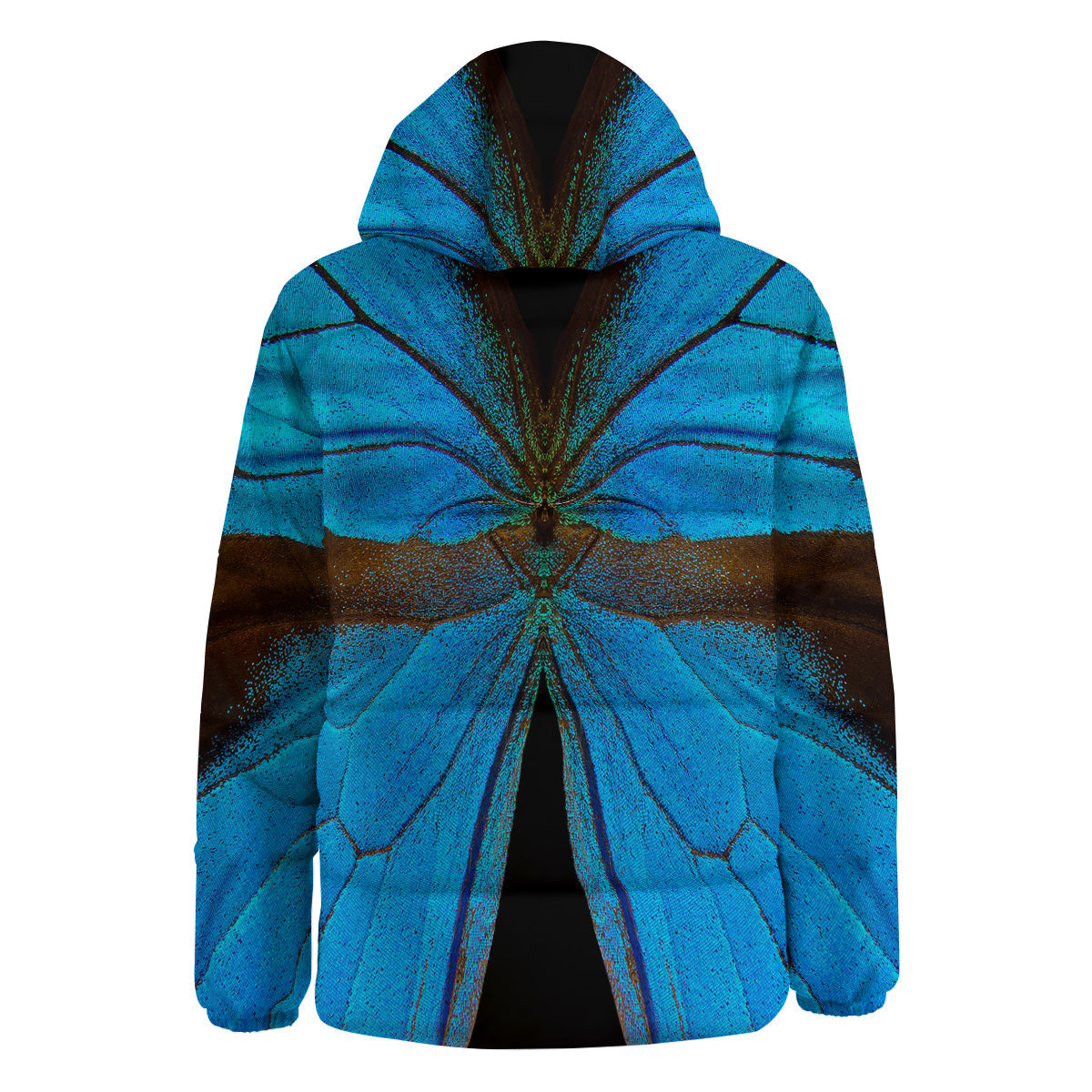 Butterfly Wings Blue Print Down Jacket-grizzshop