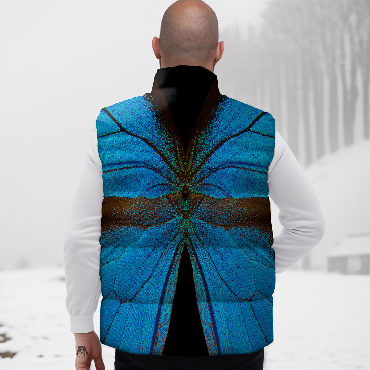 Butterfly Wings Blue Print Down Vest