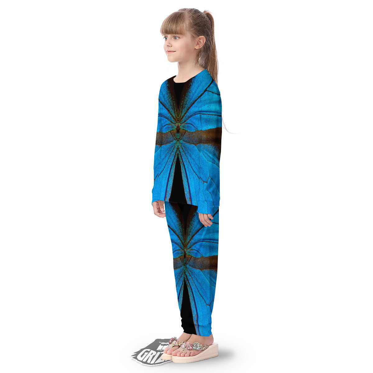Butterfly Wings Blue Print Kid's Pajamas-grizzshop