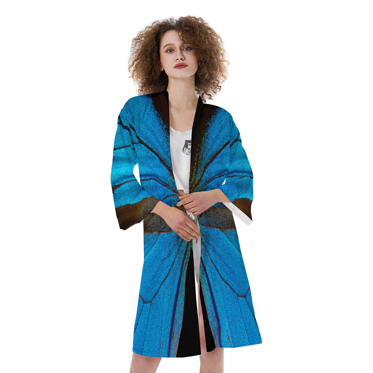 Butterfly Wings Blue Print Kimono-grizzshop