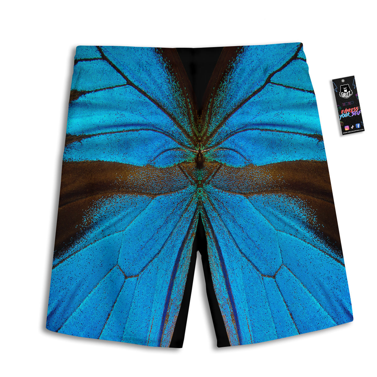 Butterfly Wings Blue Print Men's Athletic Shorts