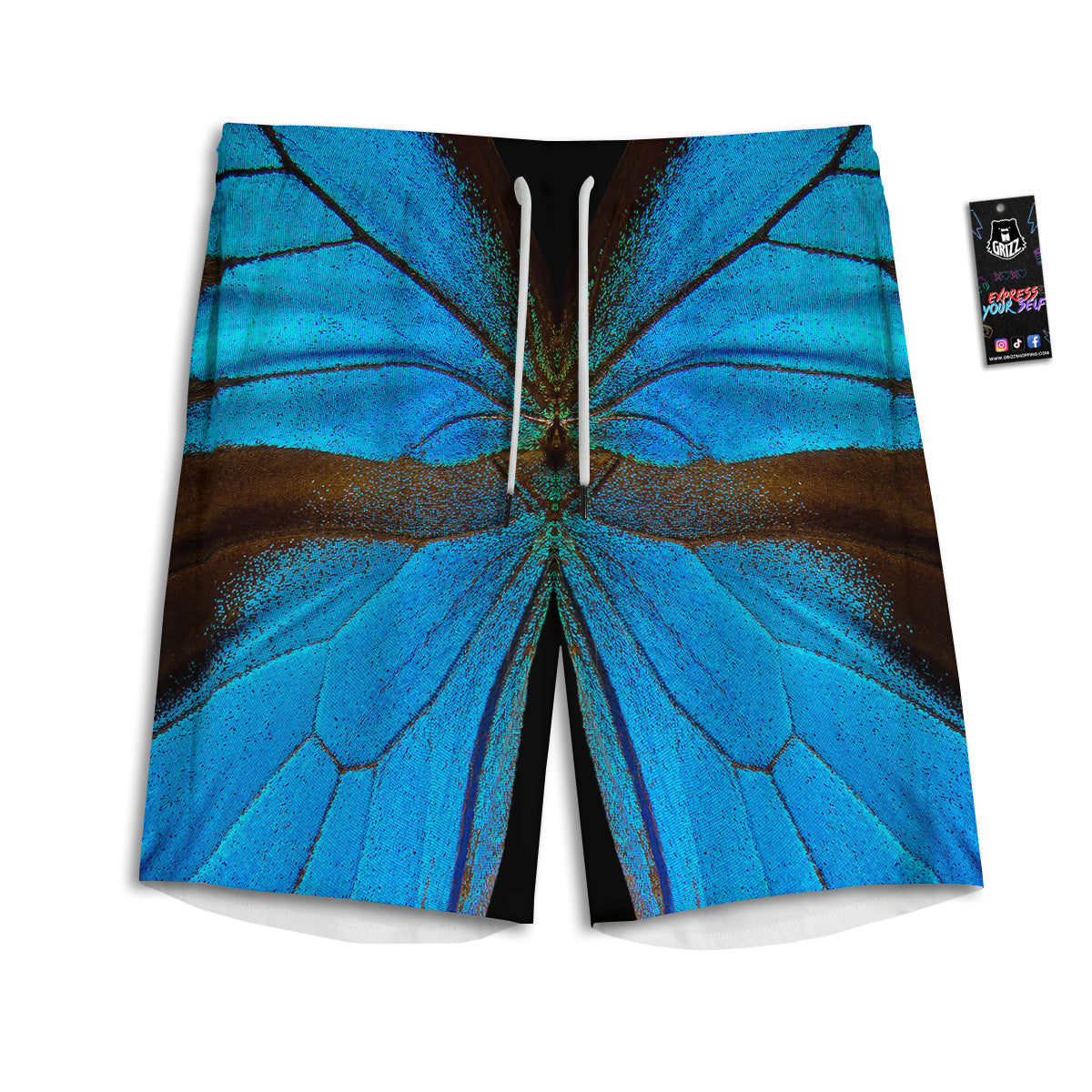 Butterfly Wings Blue Print Men's Athletic Shorts