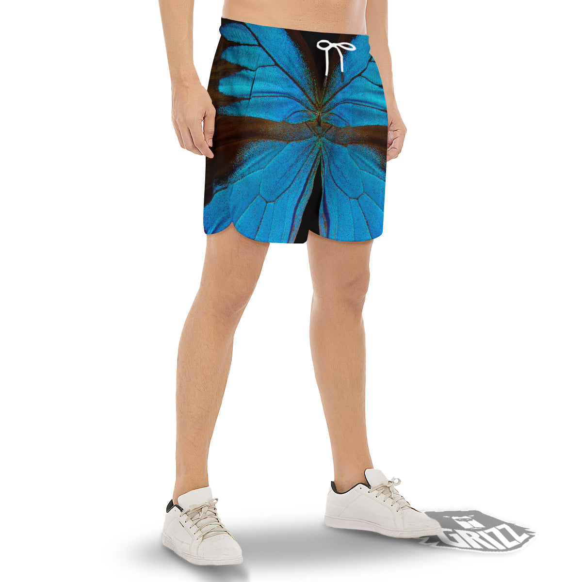 Butterfly Wings Blue Print Men's Gym Shorts-grizzshop