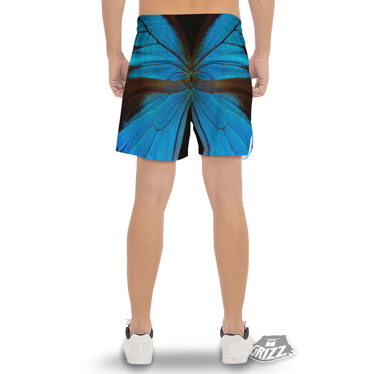 Butterfly Wings Blue Print Men's Gym Shorts-grizzshop