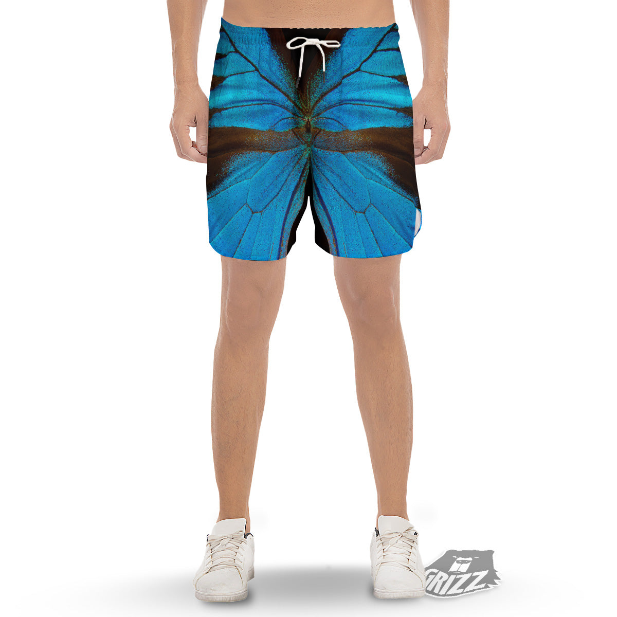 Butterfly Wings Blue Print Men's Gym Shorts-grizzshop