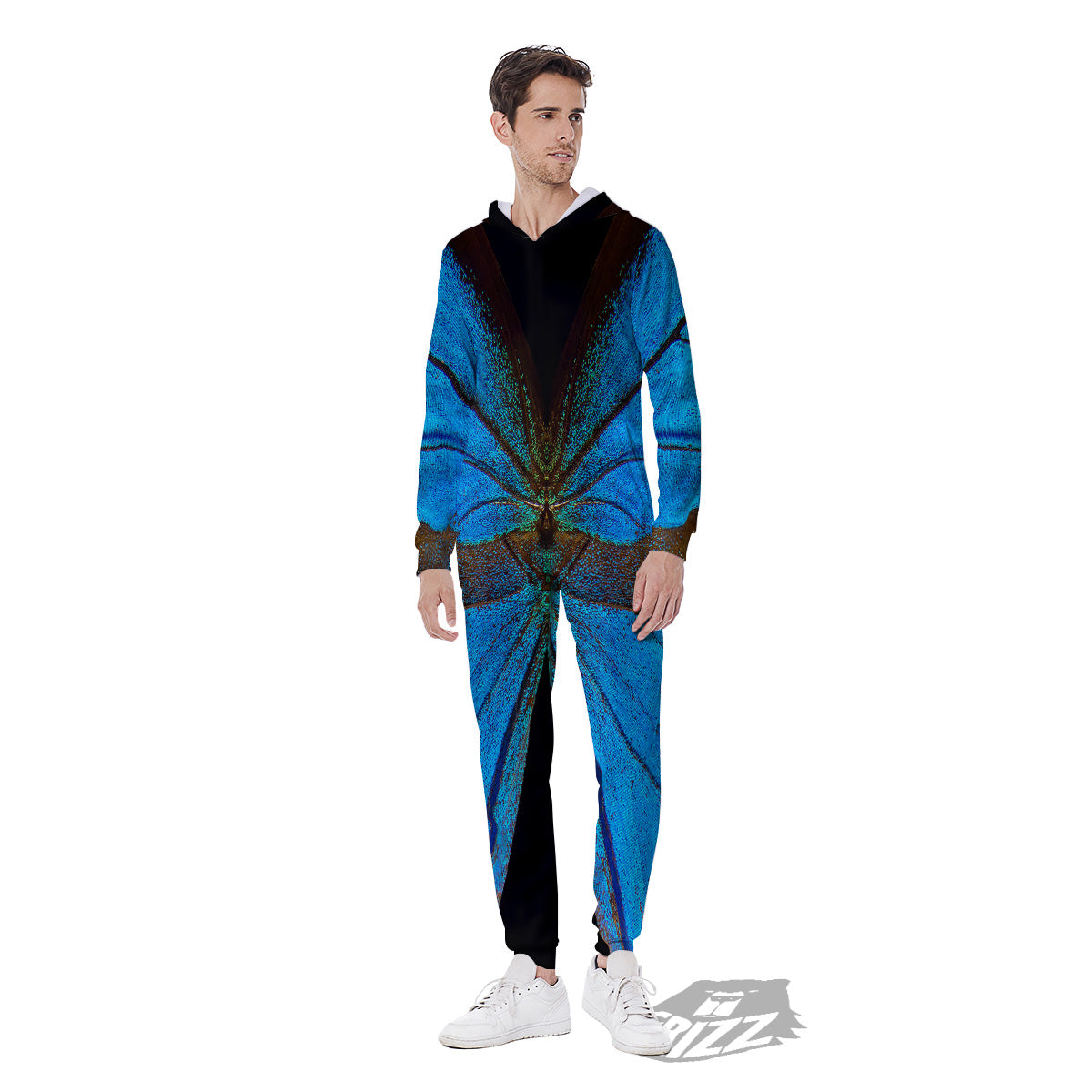 Butterfly Wings Blue Print Men's Jumpsuit-grizzshop