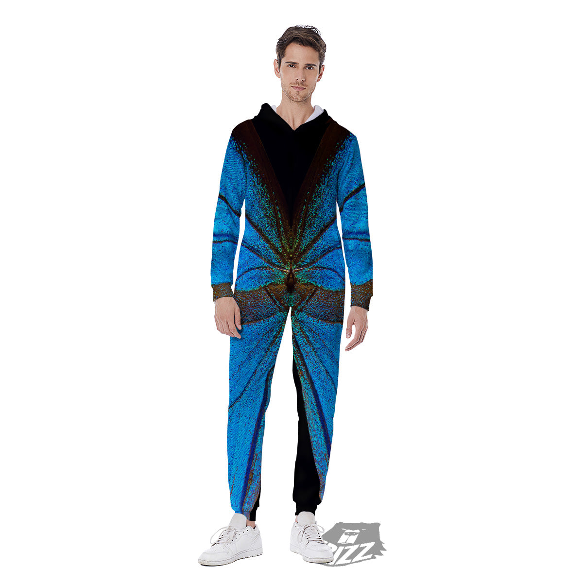 Butterfly Wings Blue Print Men's Jumpsuit-grizzshop