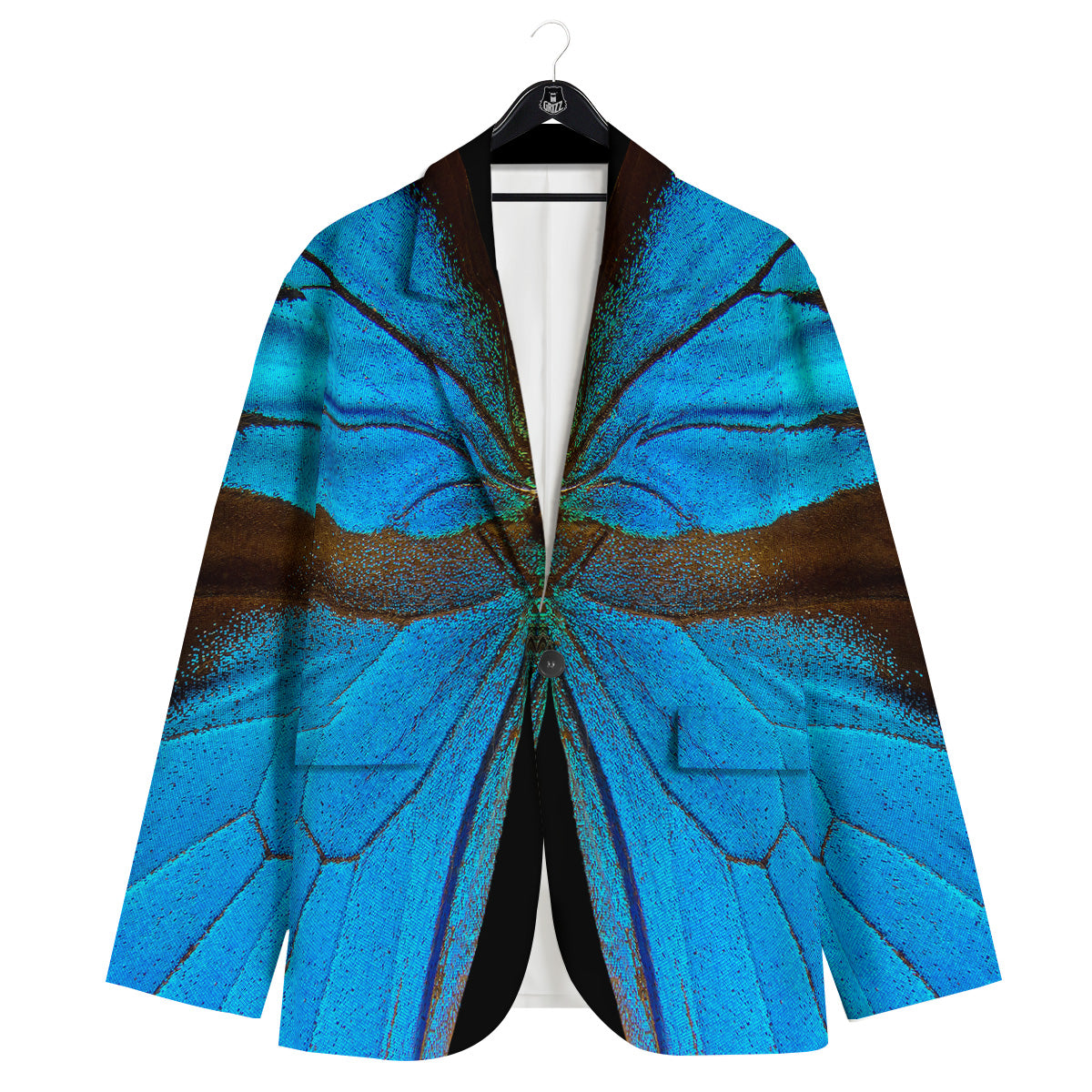 Butterfly Wings Blue Print Men's Sport Coat-grizzshop