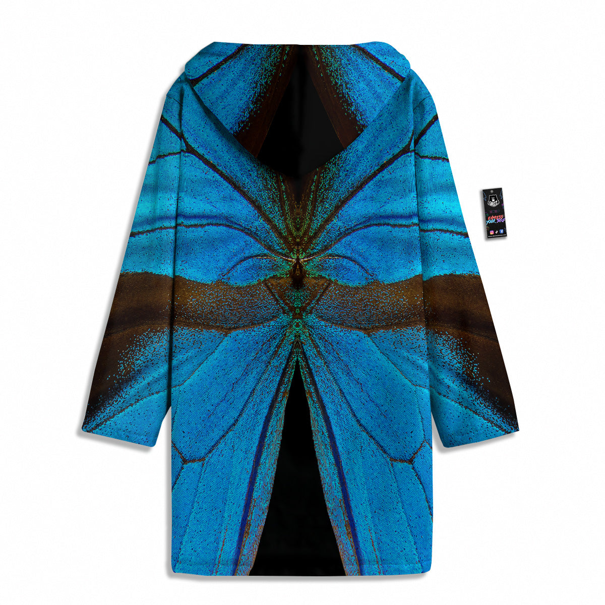 Butterfly Wings Blue Print Men's Windbreaker Jacket-grizzshop
